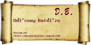 Décsey Balázs névjegykártya