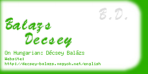 balazs decsey business card