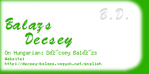 balazs decsey business card